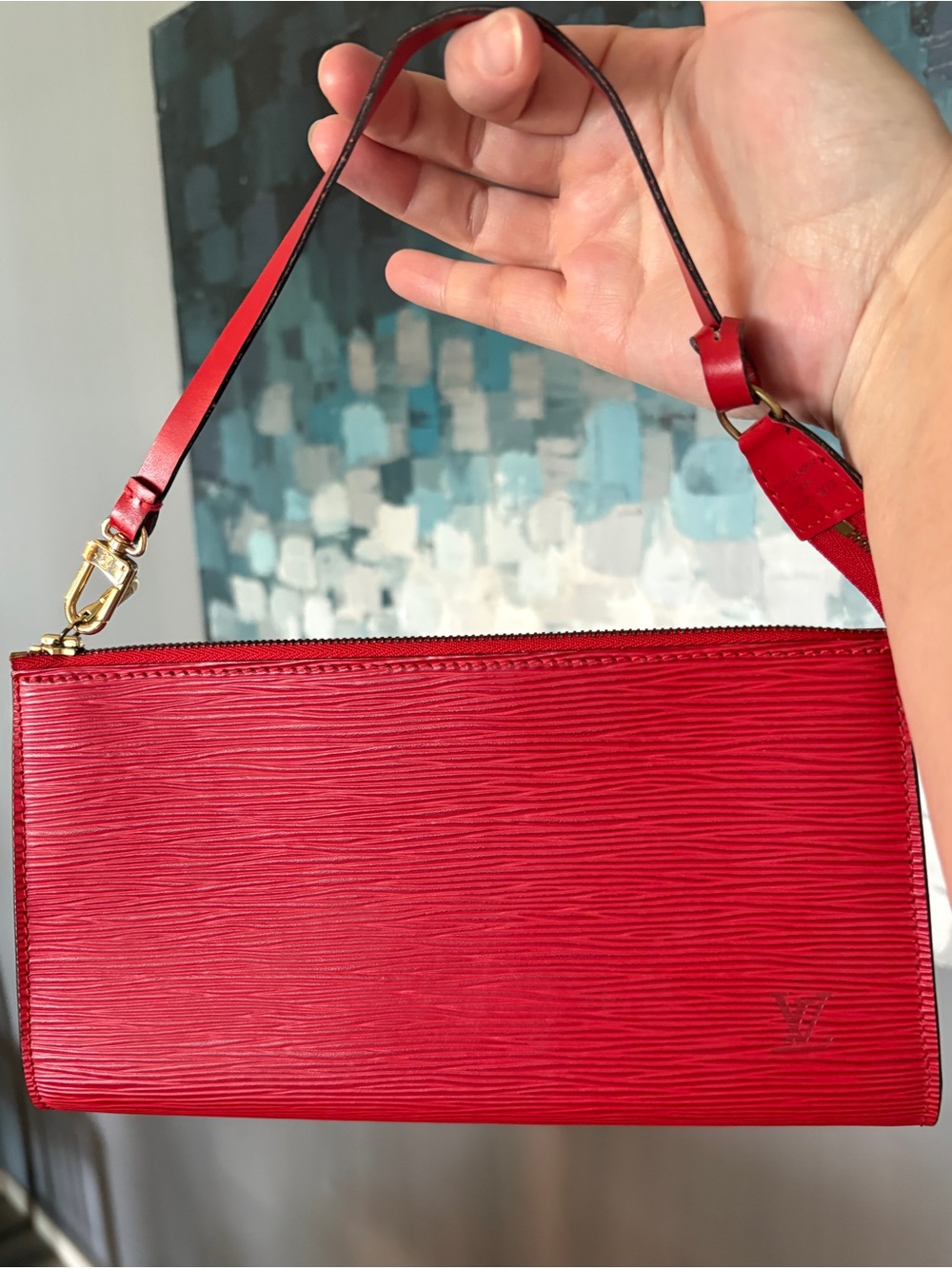🍒 Authentic Louis Vuitton Red Epi Leather Wristlet Clutch